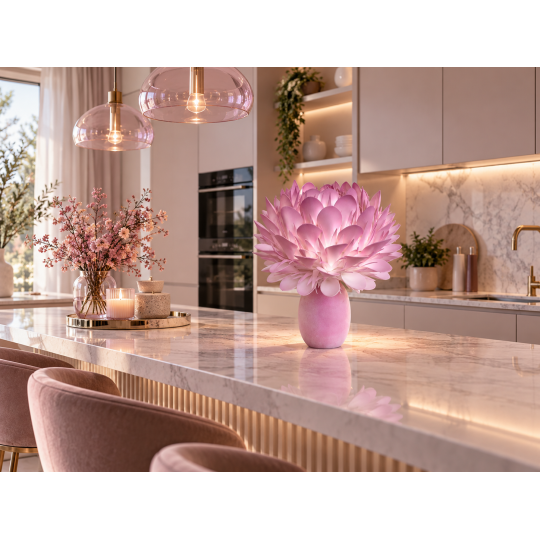 Decorațiune florală LED Protea regală în ghiveci 46 × 30 cm