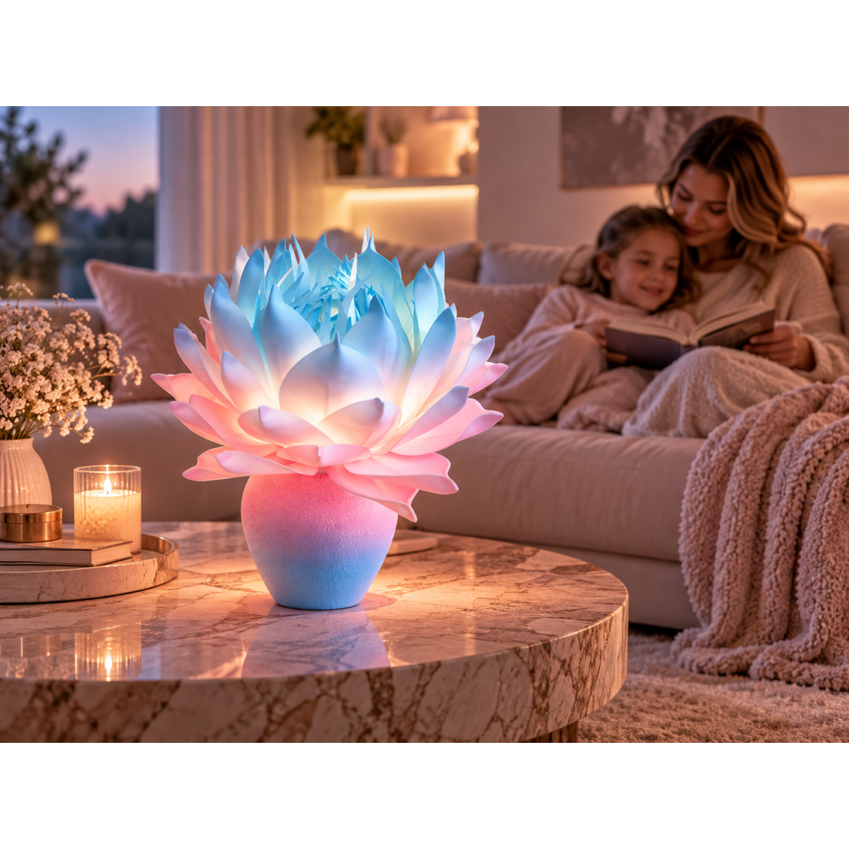 Decorațiune florală LED Magnolia în ghiveci 55 × 35 cm