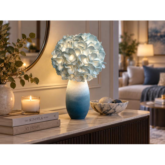 Decorațiune florală LED Hortensie în ghiveci 50 × 25 cm