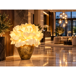 Decorațiune florală LED Bujor uriaș în ghiveci 60 × 60 cm