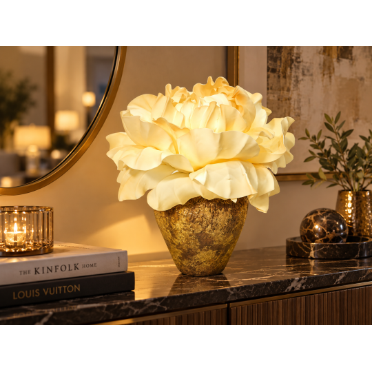 Decorațiune florală LED Bujor uriaș în ghiveci 60 × 60 cm