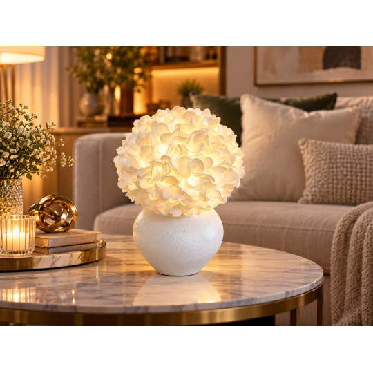 Decorațiune florală LED Hortensie în ghiveci 55 × 35 cm