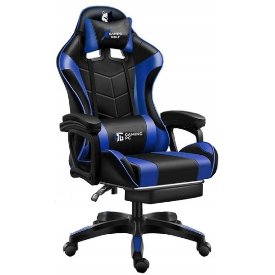 Scaun de gaming pentru PC de culoare albastră