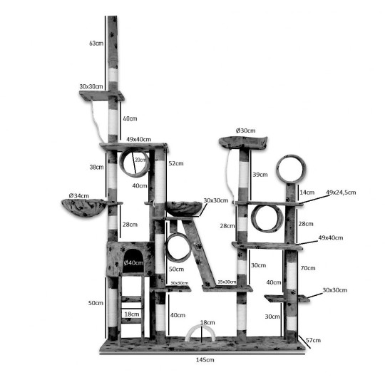 Stav pentru pisici de dimensiuni XXL de culoare gri