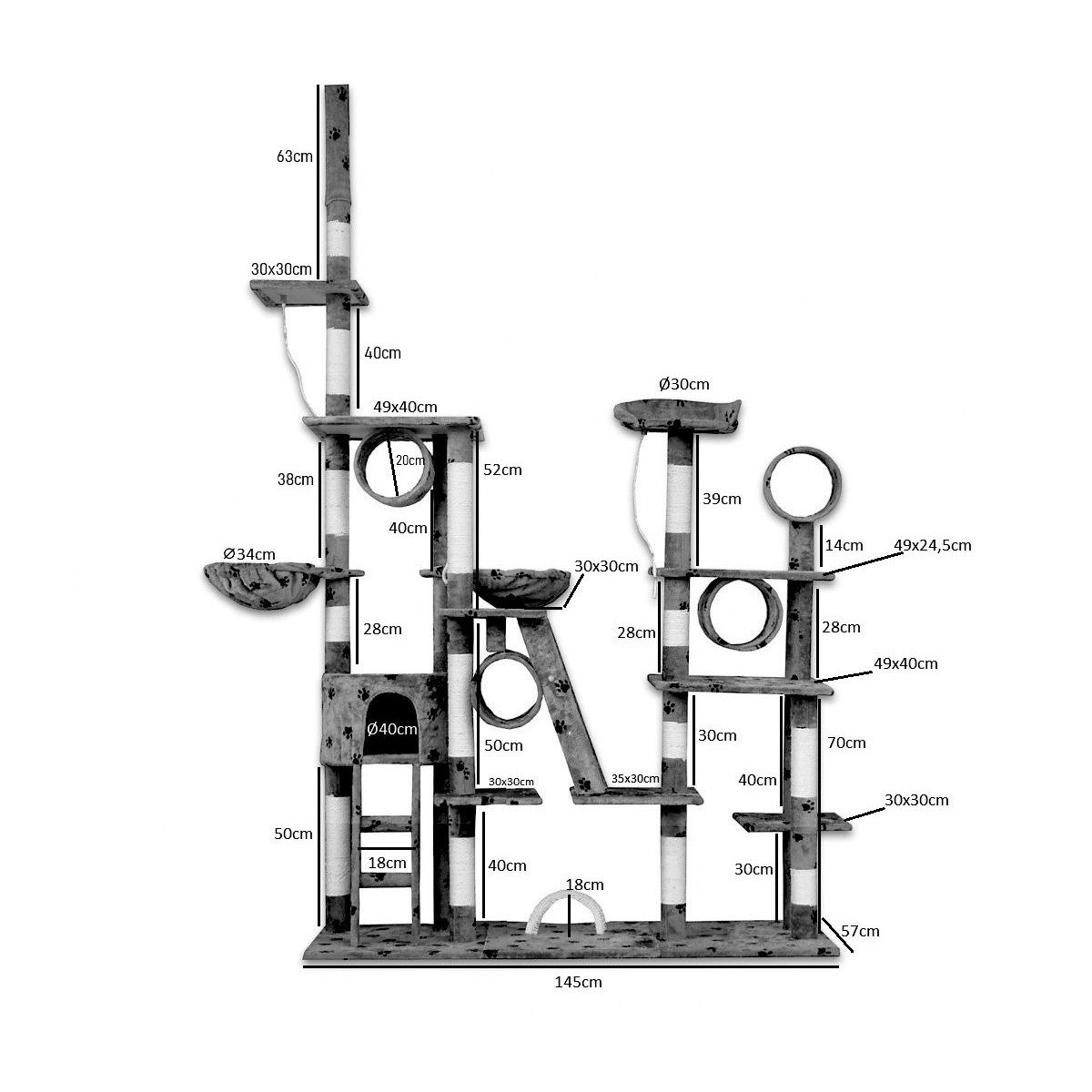Ansamblu de joacă XXL bej pentru pisici