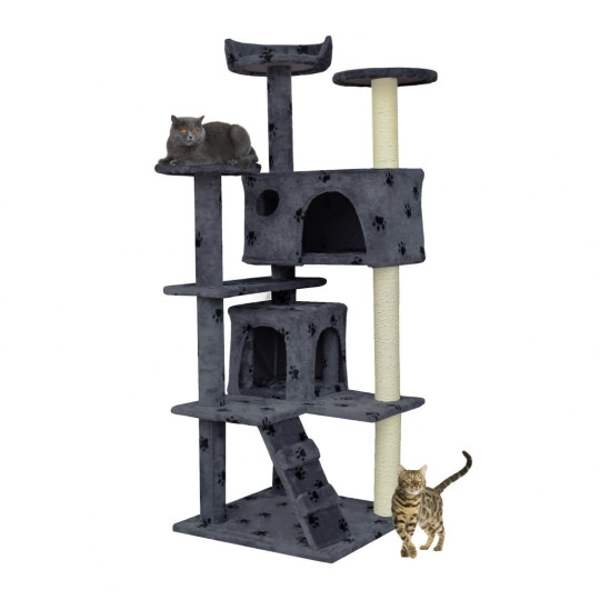 Copacul de zgâriat de culoare gri pentru pisici