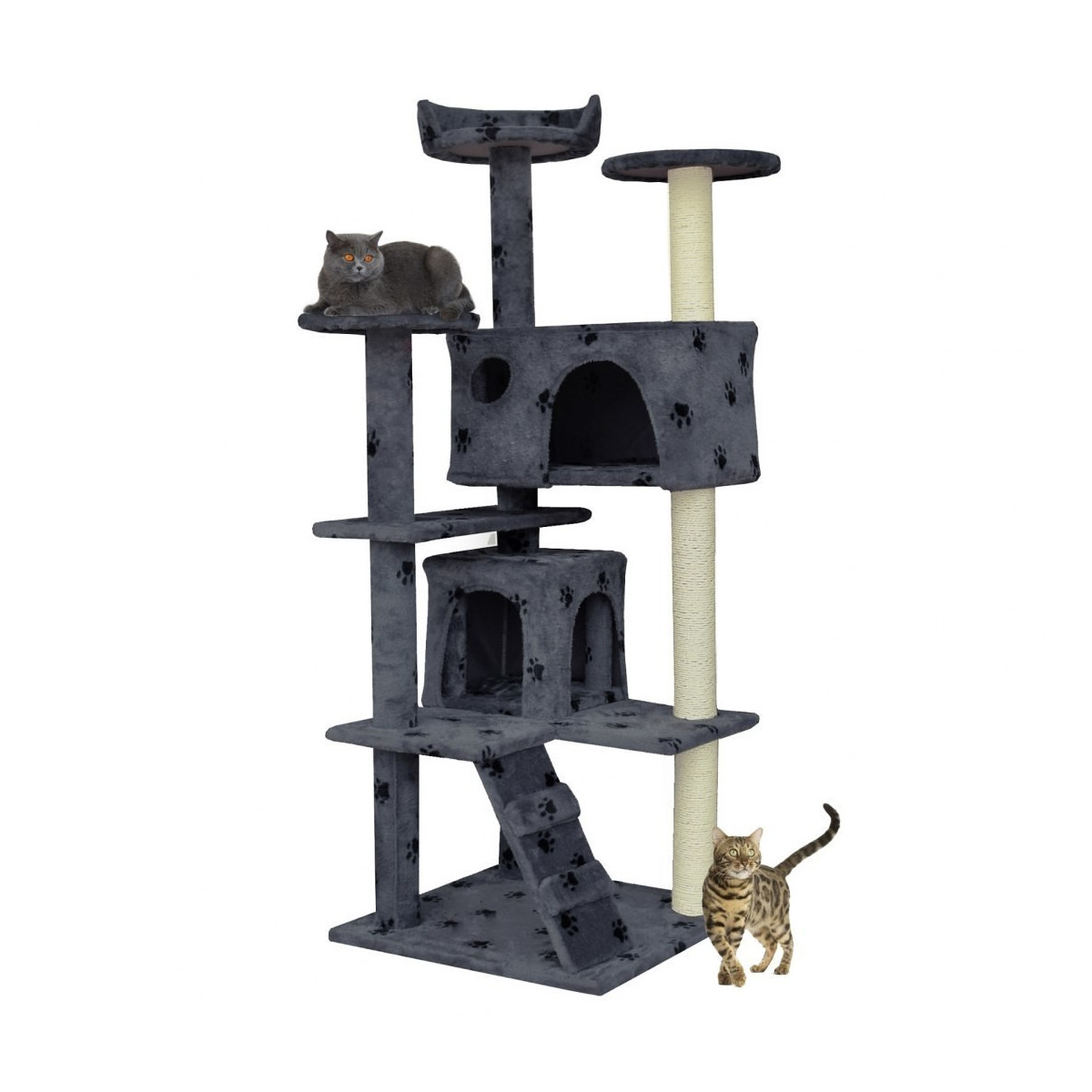 Copacul de zgâriat de culoare gri pentru pisici