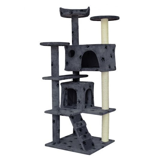 Copacul de zgâriat de culoare gri pentru pisici