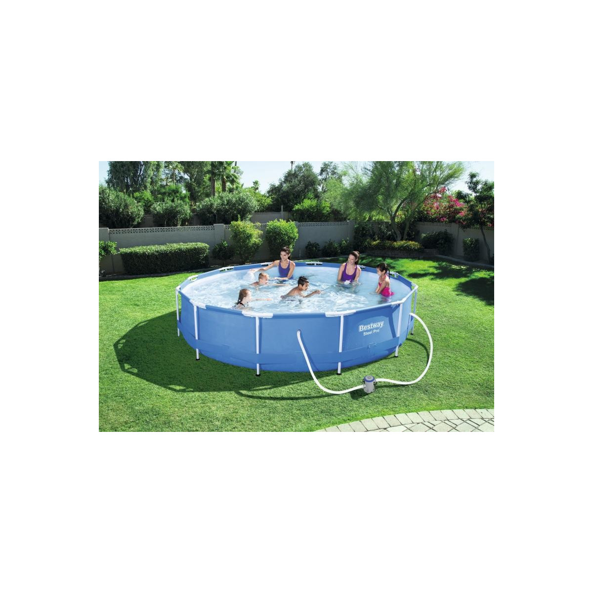 Bazin de calitate pentru grădină de culoare albastră cu pompă și filtrul