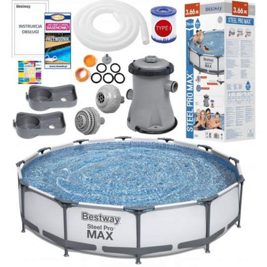 Piscina supraterană cu întărire cu dimensiunea de 366x76 cm