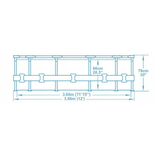 Piscina supraterană cu întărire cu dimensiunea de 366x76 cm
