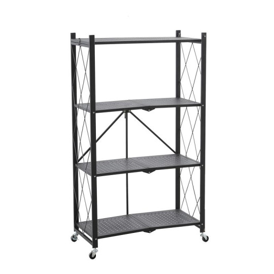 Ră shelf de calitate pe roți de culoare neagră 127x72x34 cm