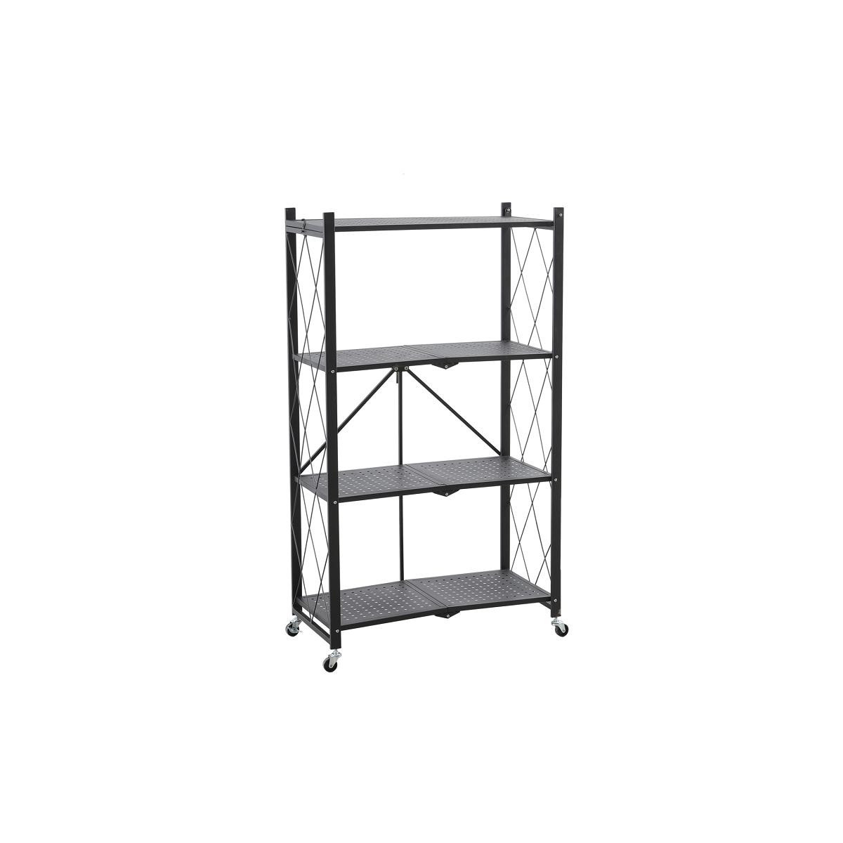 Ră shelf de calitate pe roți de culoare neagră 127x72x34 cm
