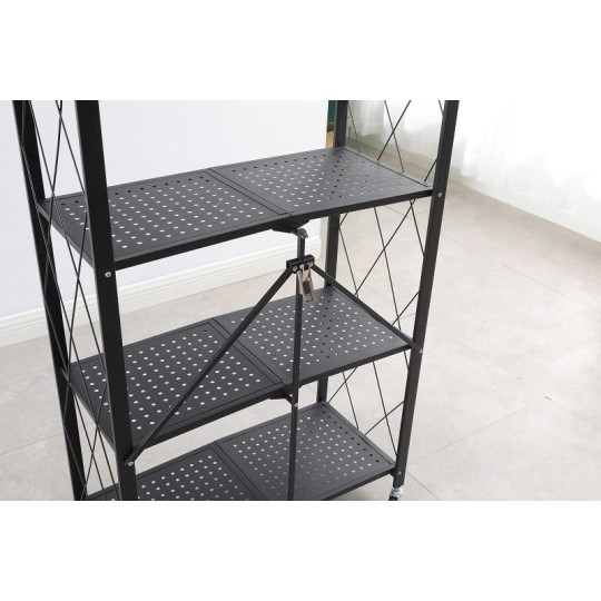 Ră shelf de calitate pe roți de culoare neagră 127x72x34 cm