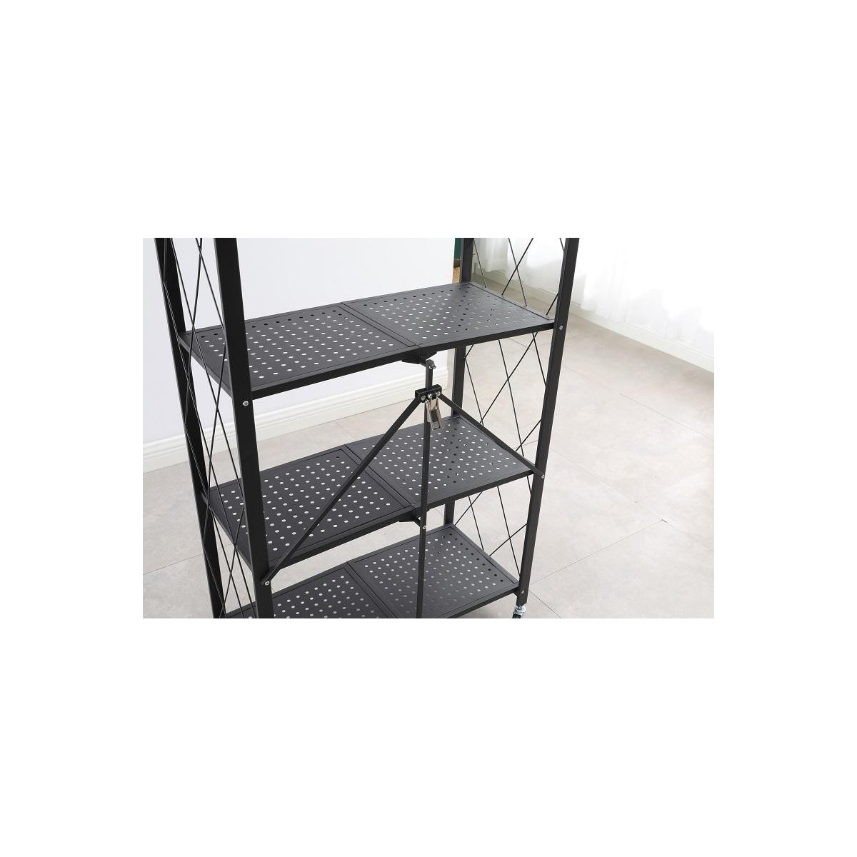 Ră shelf de calitate pe roți de culoare neagră 127x72x34 cm
