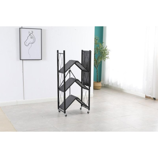 Ră shelf de calitate pe roți de culoare neagră 127x72x34 cm