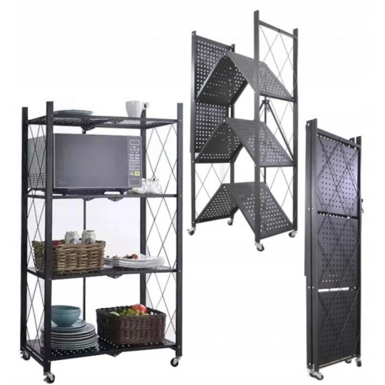 Ră shelf de calitate pe roți de culoare neagră 127x72x34 cm