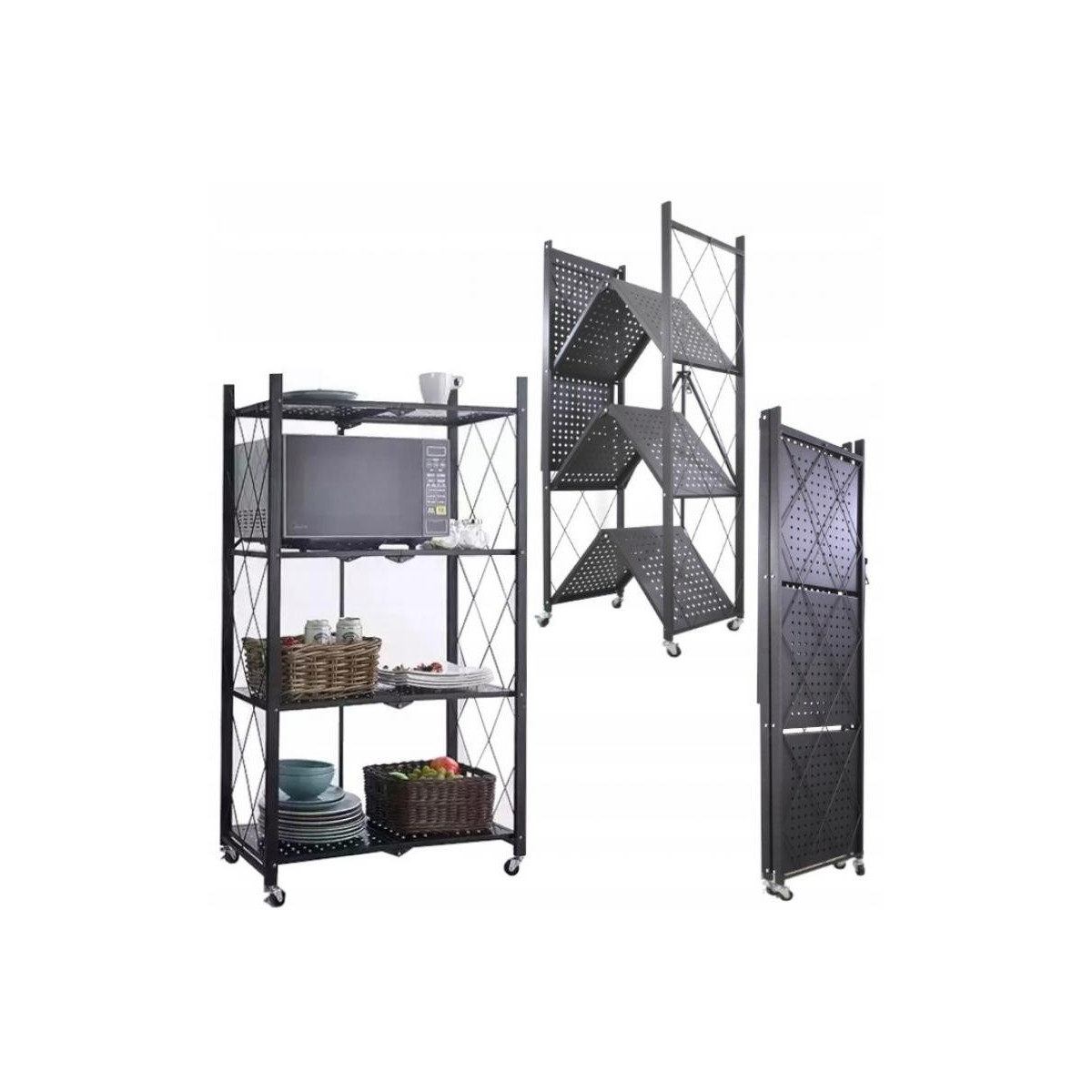 Ră shelf de calitate pe roți de culoare neagră 127x72x34 cm