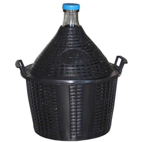 Demižón de 25 L pentru vin în coș