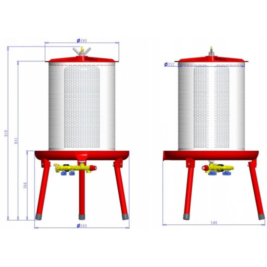 Presă pentru fructe hidraulică 20L 46x46x68,5 cm