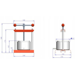 Stainless steel fruit press 2L 25.5x21.5x38 cm