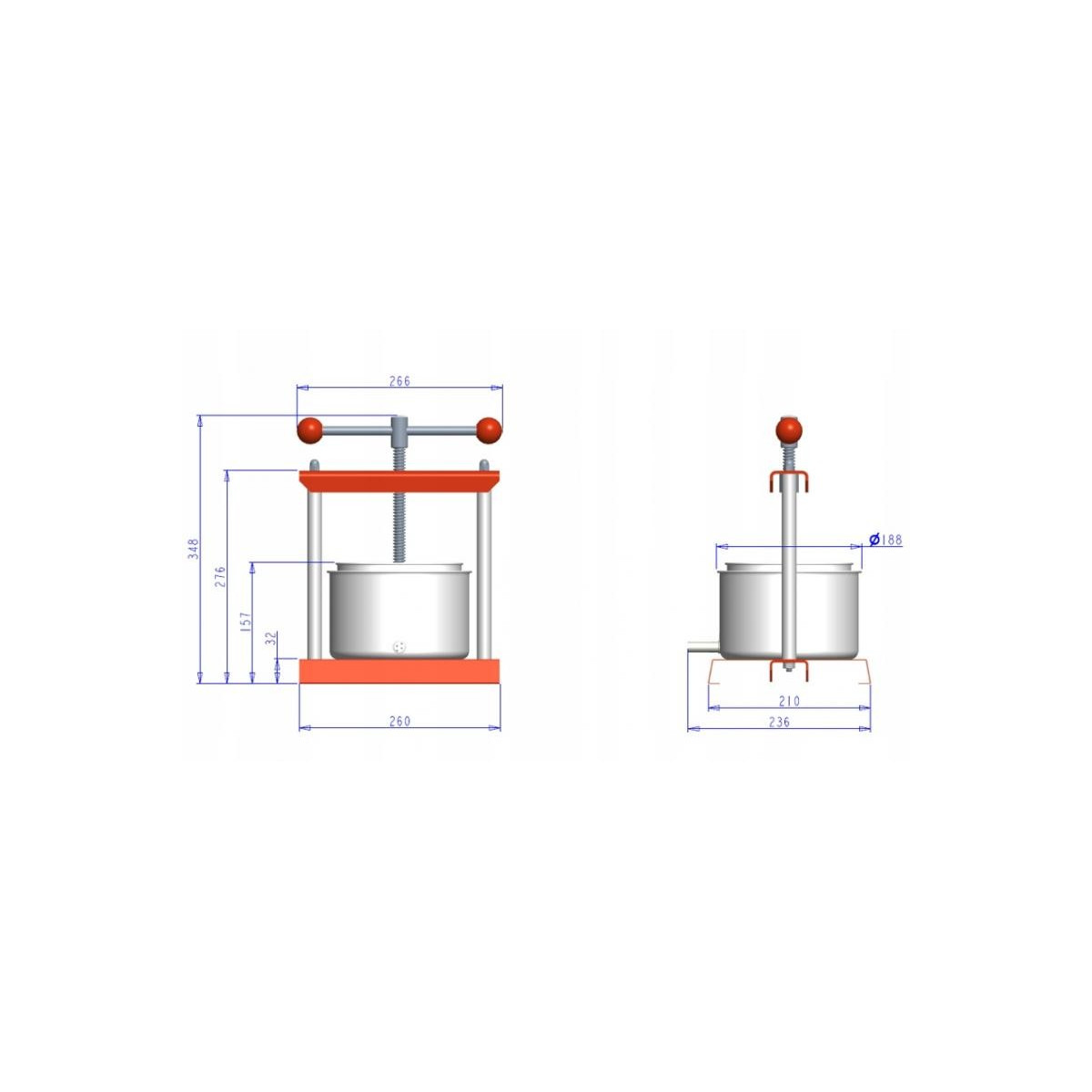 Presa de fructe din inox 3 L