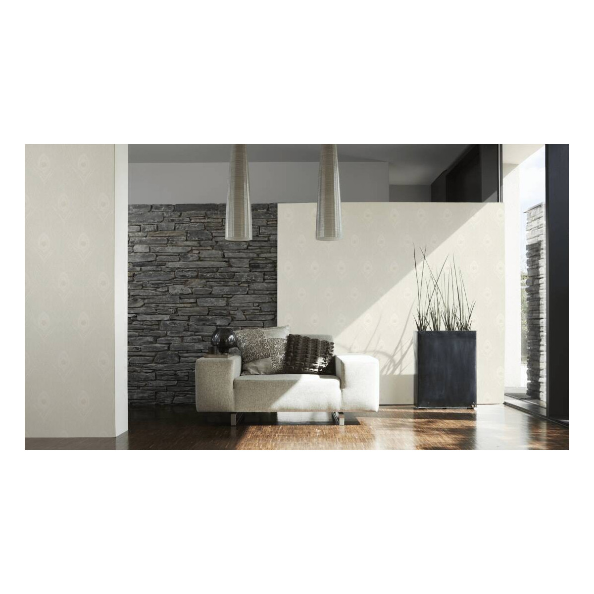 Tapetă de calitate pentru perete de culoare verde cu motiv de pană de păun Absolutely Chic 36971-4