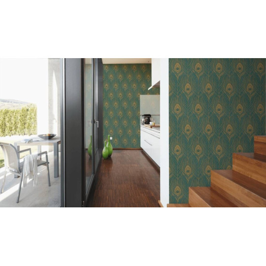 Tapetă de calitate pentru perete în culoarea verde din colecția Absolutely Chic
