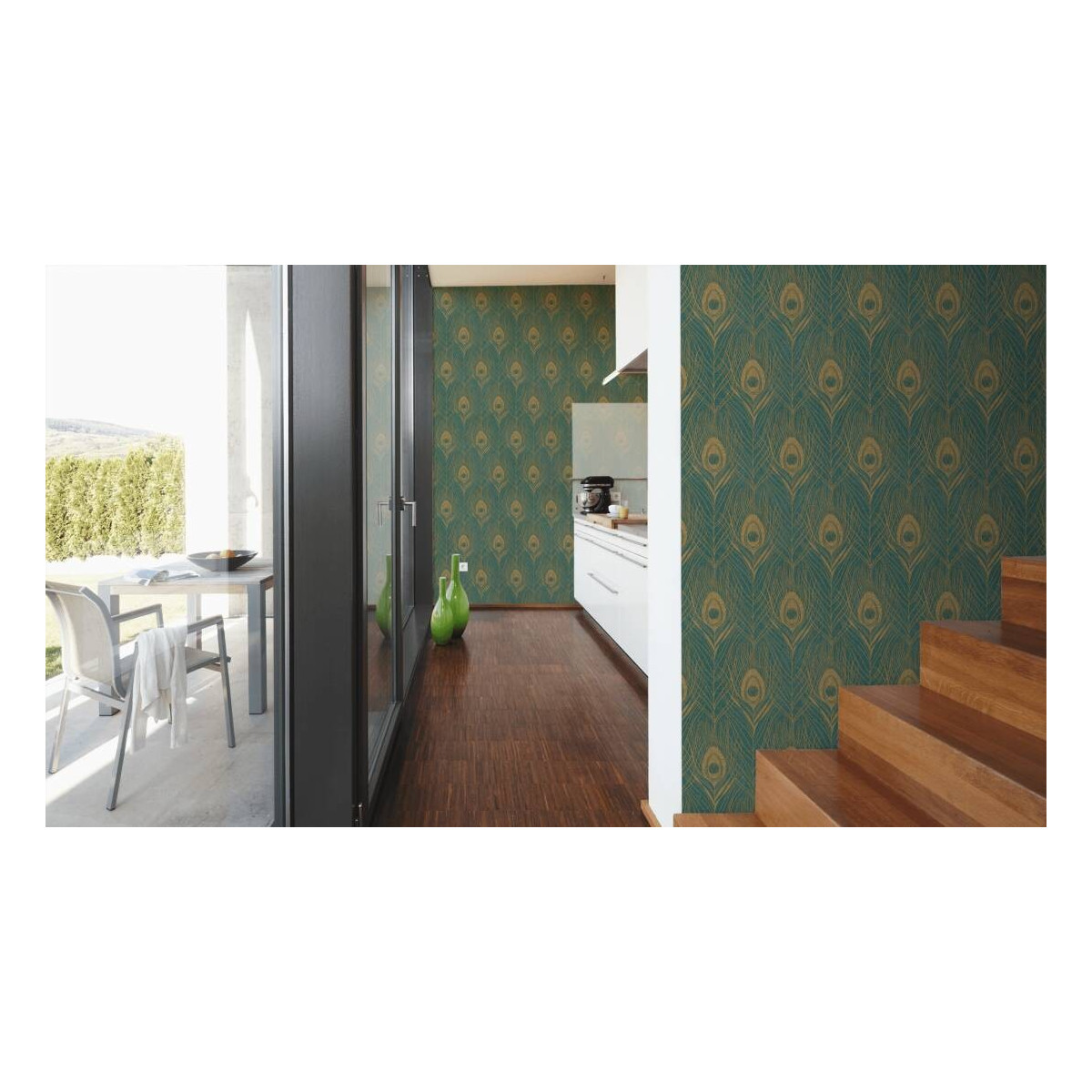 Tapetă de calitate pentru perete în culoarea verde din colecția Absolutely Chic