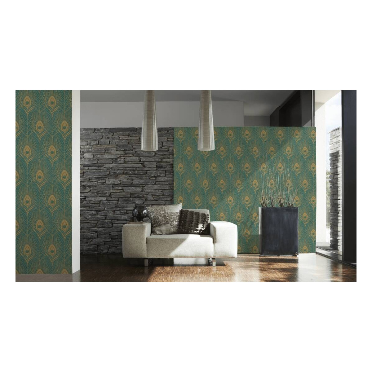 Tapetă de calitate pentru perete în culoarea verde din colecția Absolutely Chic