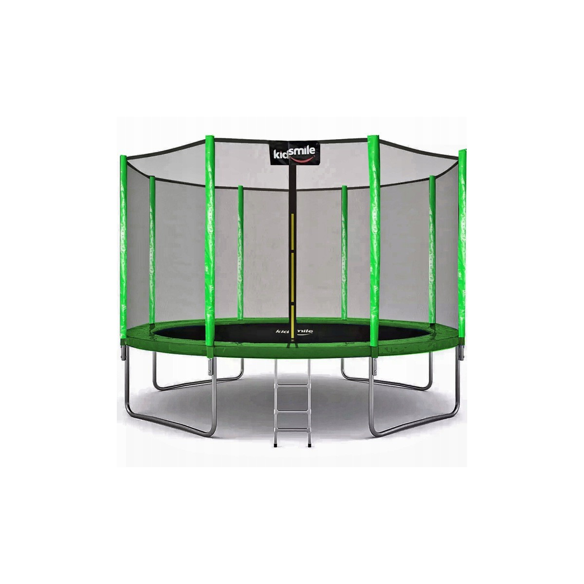 Trampolină de grădină de culoare verde cu plasă de protecție