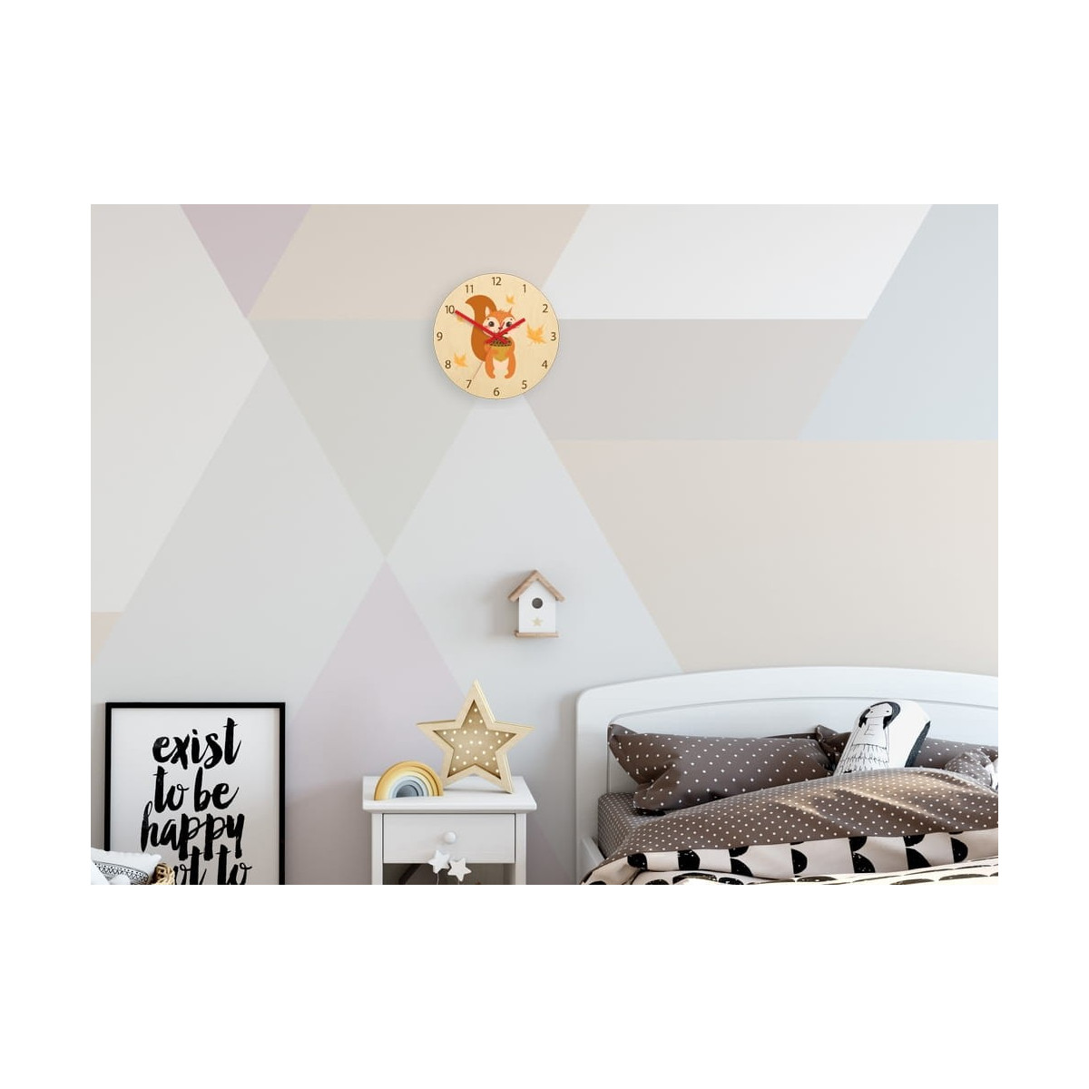 Ceasuri de perete pentru copii cu motiv de veveriță