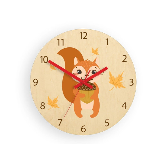 Ceasuri de perete pentru copii cu motiv de veveriță