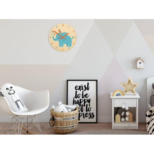 Ceas de perete pentru copii cu motivul unui elefant
