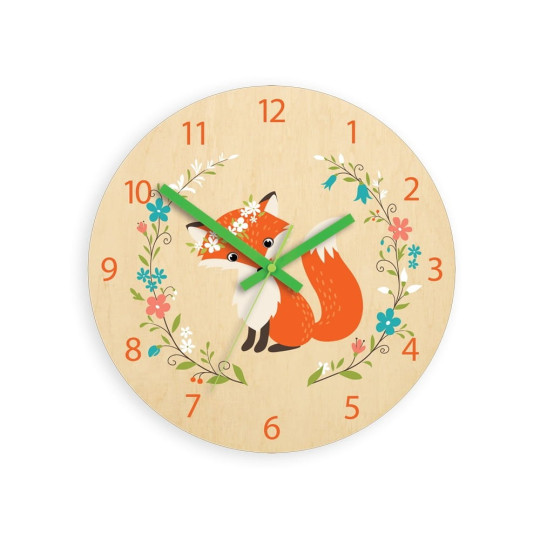 Ceasuri de perete pentru copii cu motif de vulpe și flori