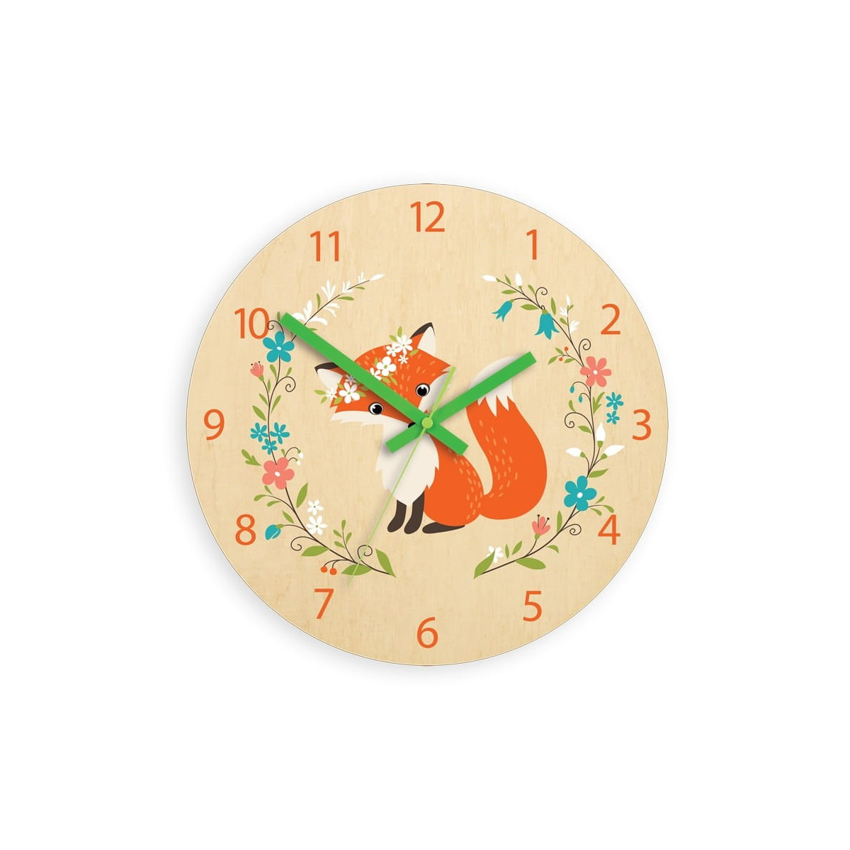 Ceasuri de perete pentru copii cu motif de vulpe și flori