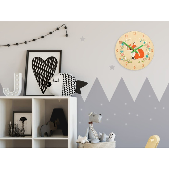 Ceasuri de perete pentru copii cu motif de vulpe și flori