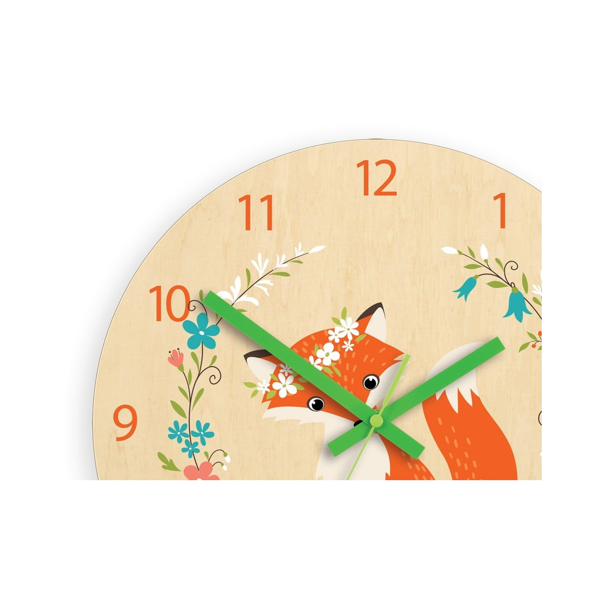 Ceasuri de perete pentru copii cu motif de vulpe și flori