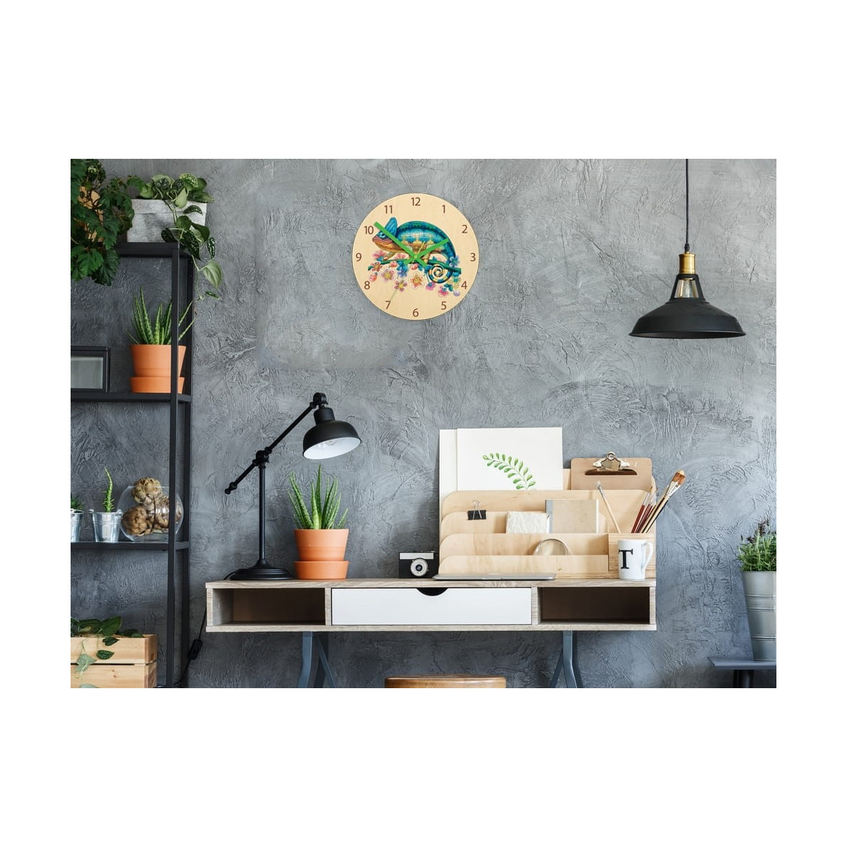 Ceasuri de perete pentru copii, silențioase, cu un cameleon