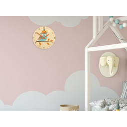 Ceas de perete pentru copii cu bufniță de toamnă