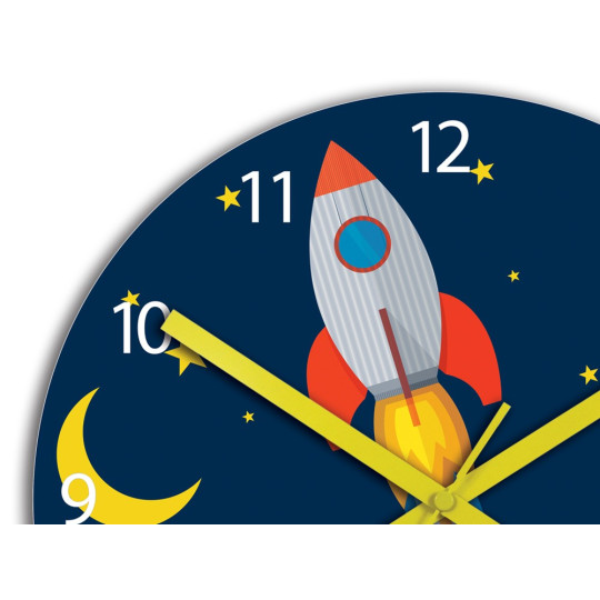 Detské hodiny s vesmírnou loďou v modrej farbe