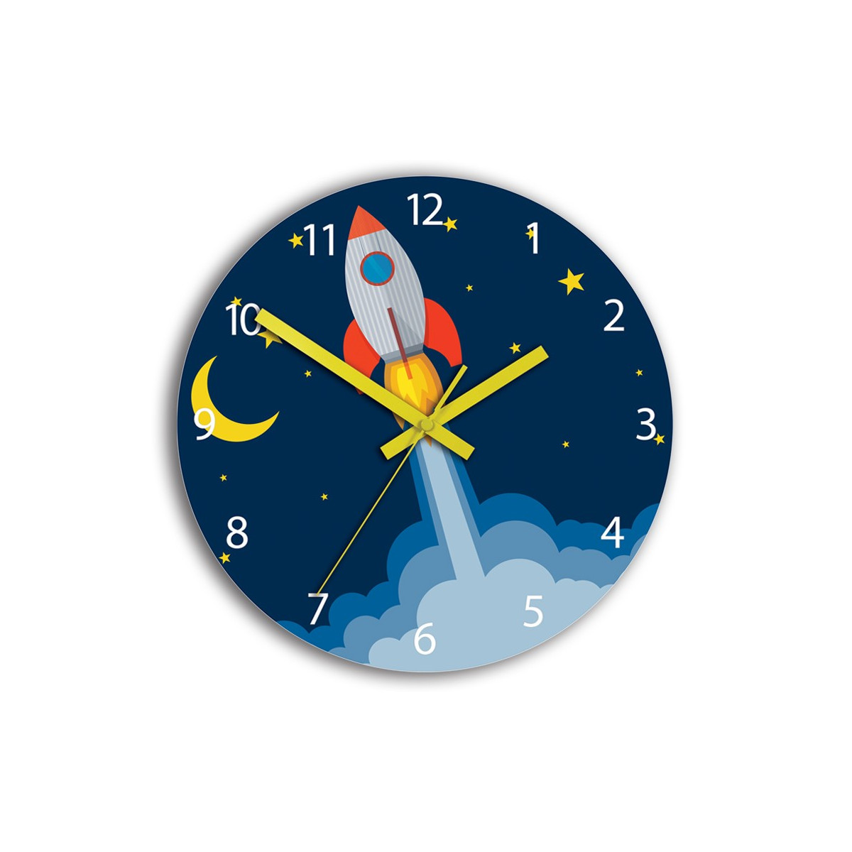 Detské hodiny s vesmírnou loďou v modrej farbe