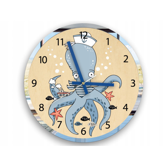 Ceas de perete cu un caracatiță albastră