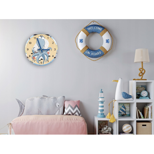 Ceas de perete cu un caracatiță albastră