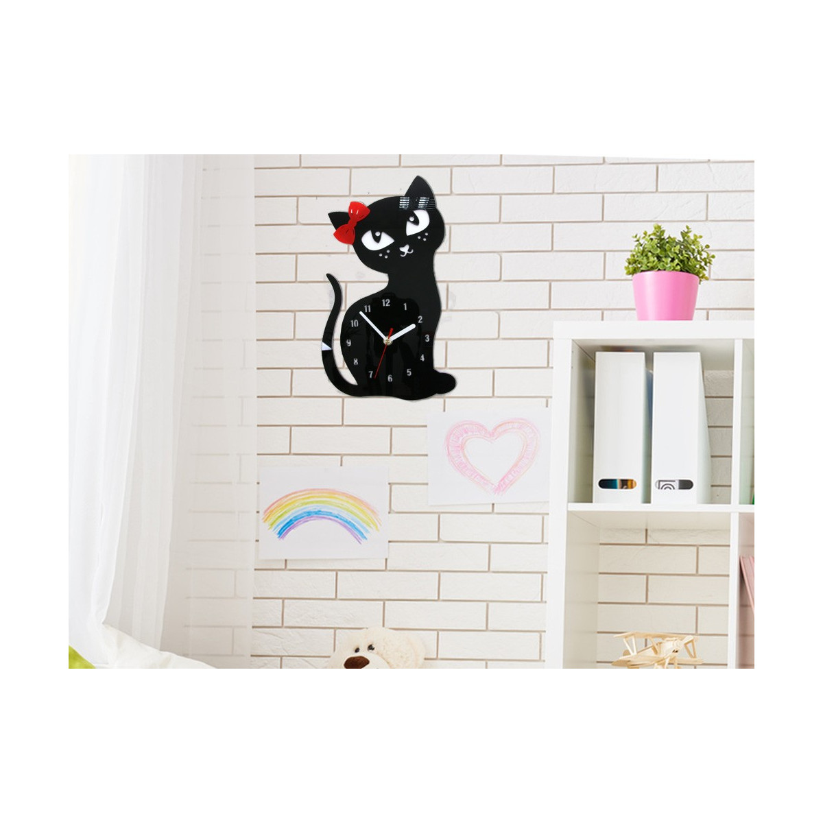 Ceasuri pentru camera copiilor cu pisici în diverse culori