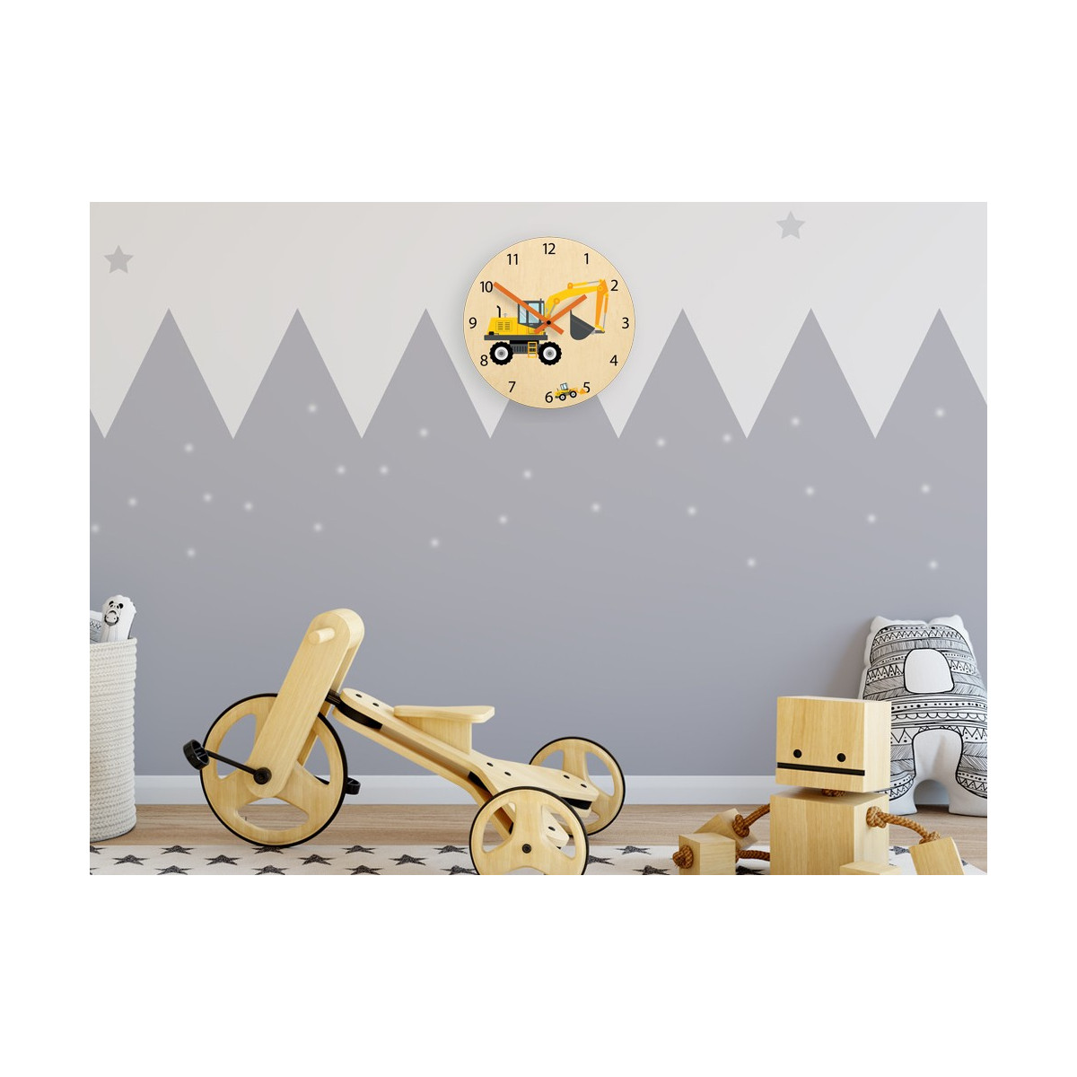 Ceasuri de perete pentru copii cu excavator