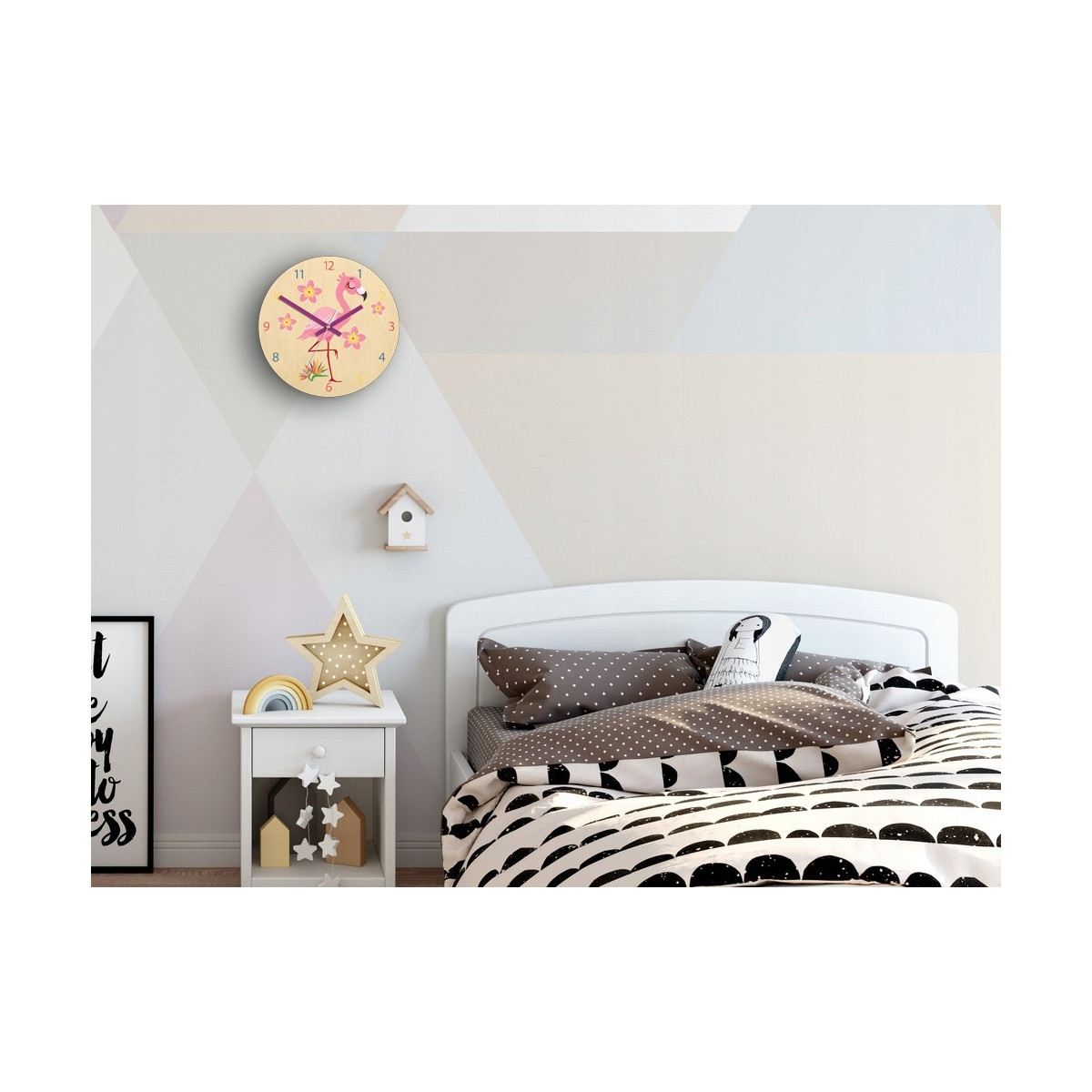 Ceas de cameră pentru copii cu motiv de flamingo