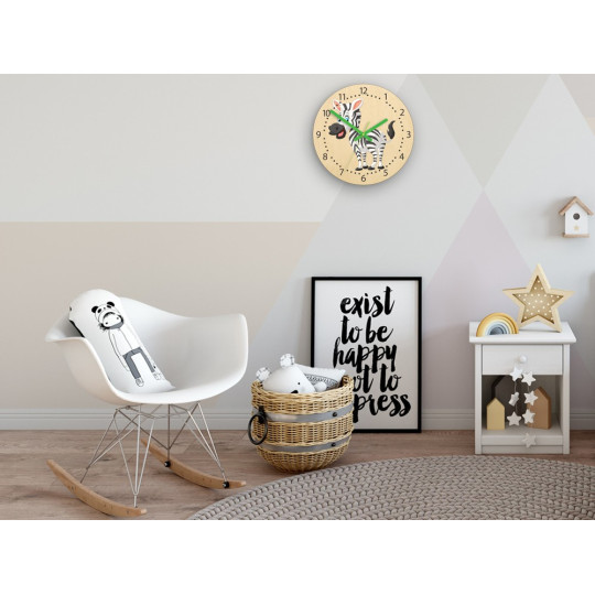 Ceas pentru camera copiilor cu motif de zebră