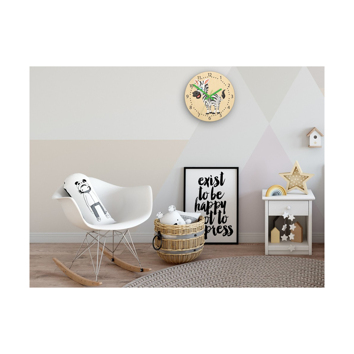 Ceas pentru camera copiilor cu motif de zebră