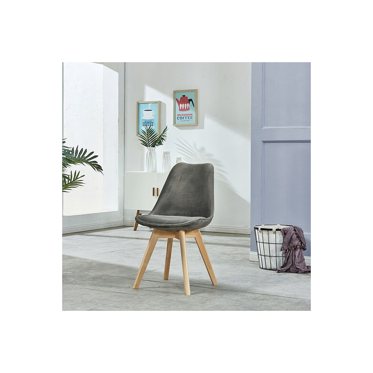 Scaun gri deschis velvet
